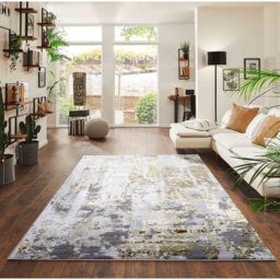 Abbey-Leigh Abstract Power Loom Gold Area Rug