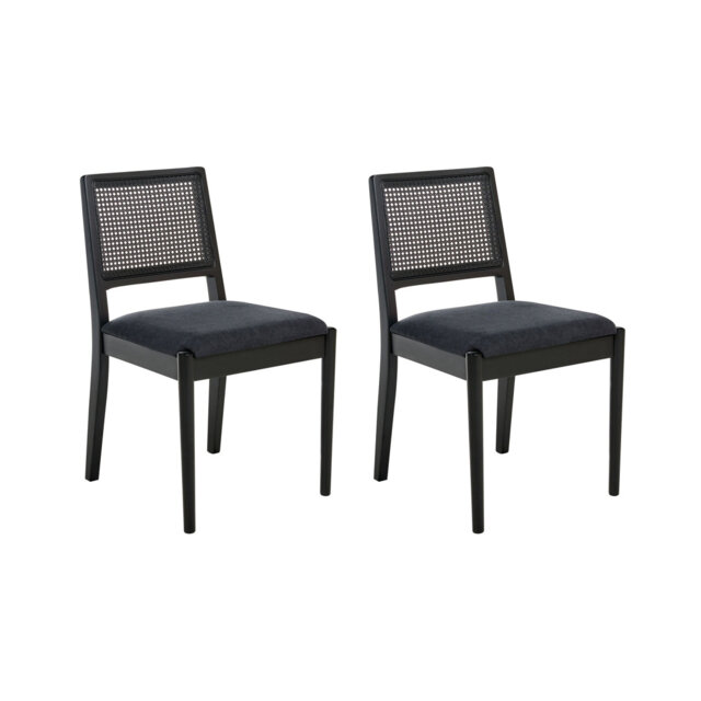 Set of 2 Dining Chairs TAMARAC Wood Black