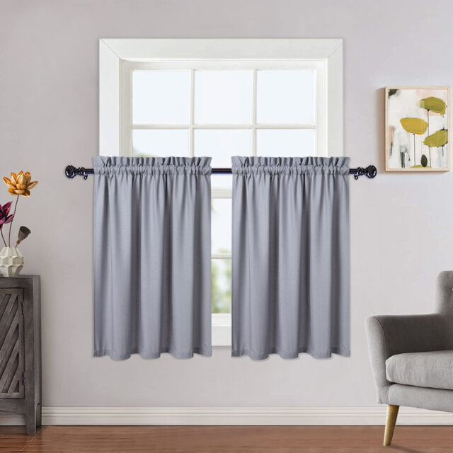 "2-Pack Water-Resistant Kitchen Tier Curtains – Rod Pocket Privacy Cafe Curtains, Linen Textured Short Panels – Natural, 30"" x 30"" for Bathroom, Small"