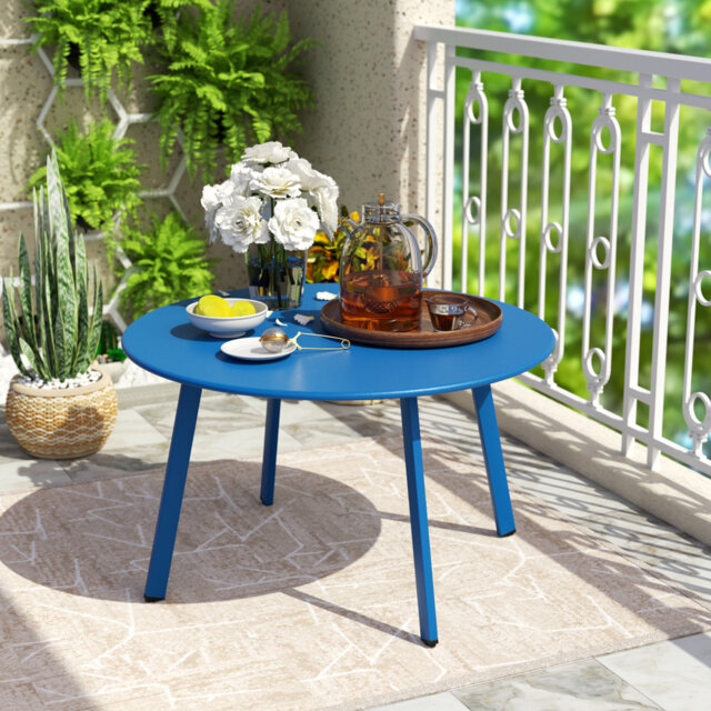 Round Metal Outdoor Coffee Table , 70cm cm W 70cm cm D