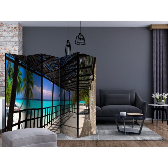Gentle 225cm W x 172cm H 5 - Panel Solid Wood Folding Room Divider