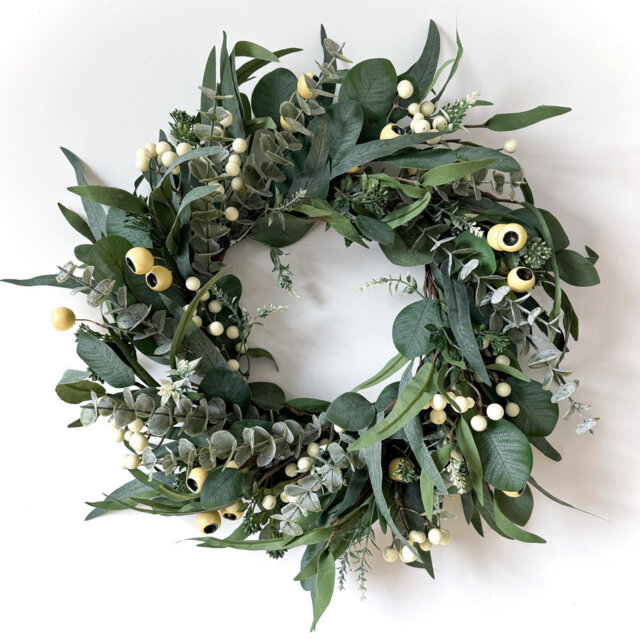 2pcs Pink Peony, Hydrangea, Eucalyptus Wreaths with Wood Beads for Front Door Farmhouse Decor.