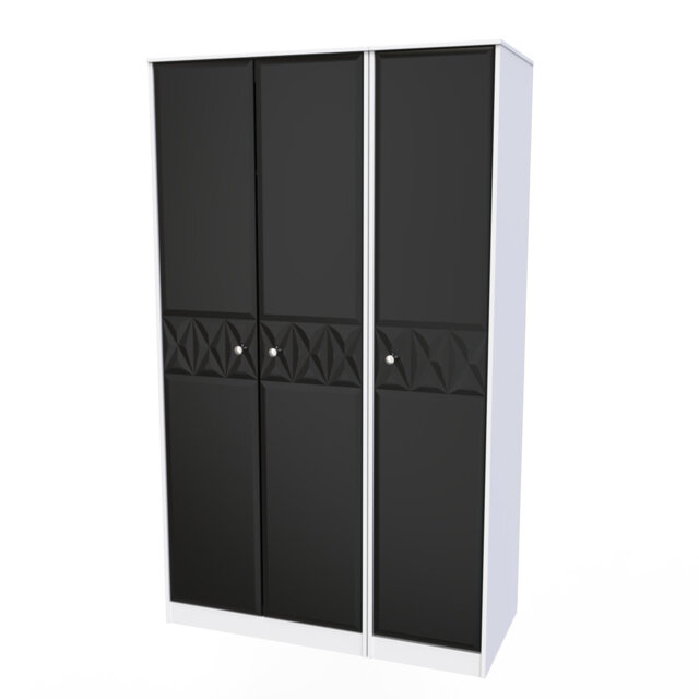 Carnlea 3 Door Wardrobe in Labrador Green & White