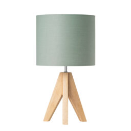 36Cm Wood Tripod Table Lamp With Linen Shade (Bulb Included)