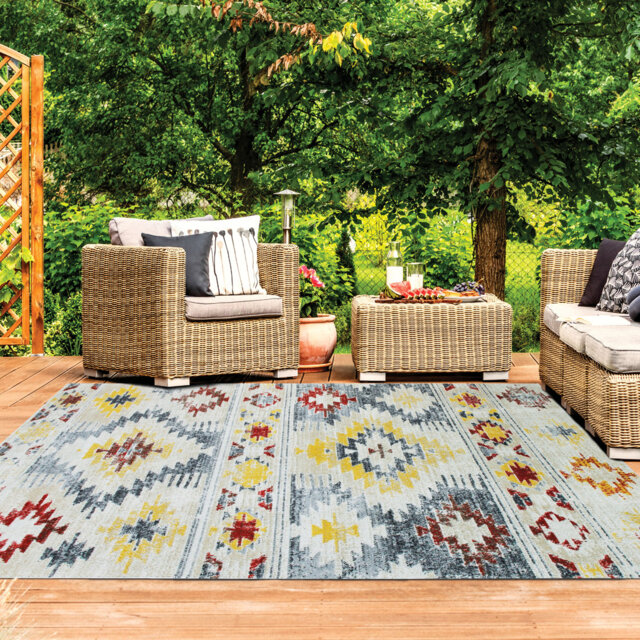 Hisako Ikat Hand Woven 160cm X 230cm Indoor / Outdoor Area Rug