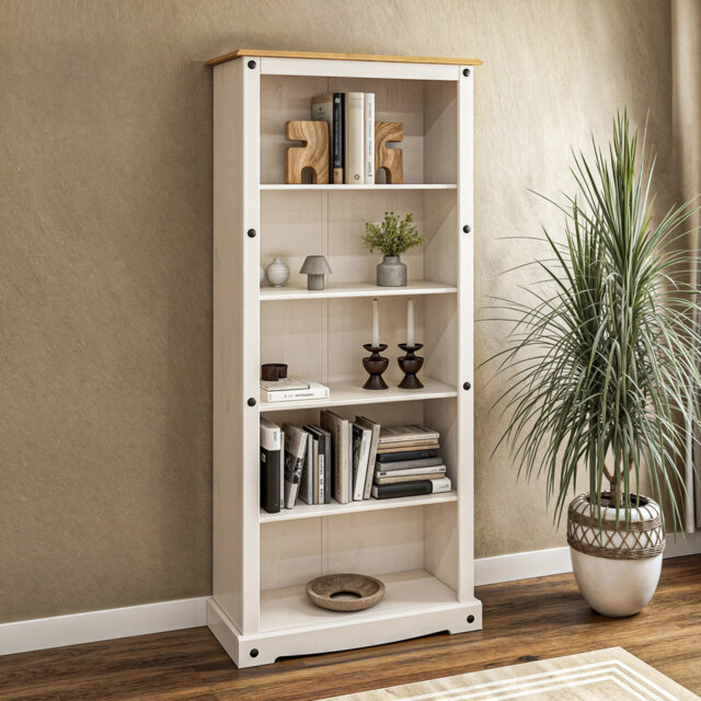 Zev 180cm H x 82cm W Solid Wood Standard Bookcase