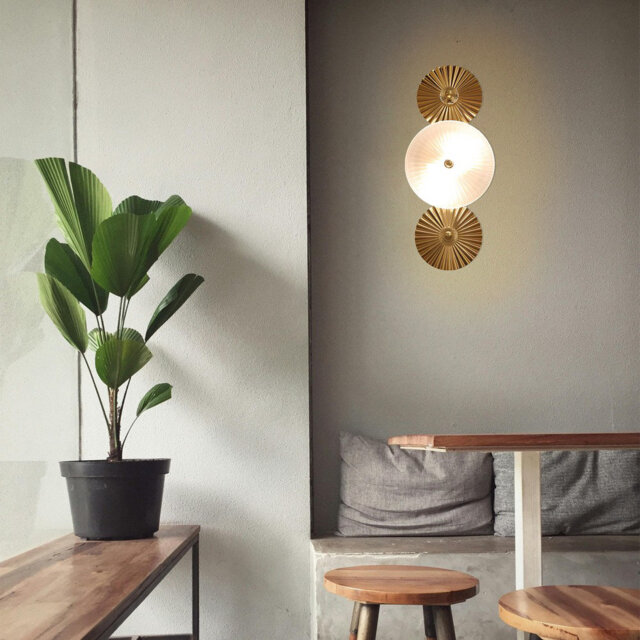 Recessed Wall Light-Mia Vintage Wall Sconce – Decorative Glass Lamp with Gold Metal Frame