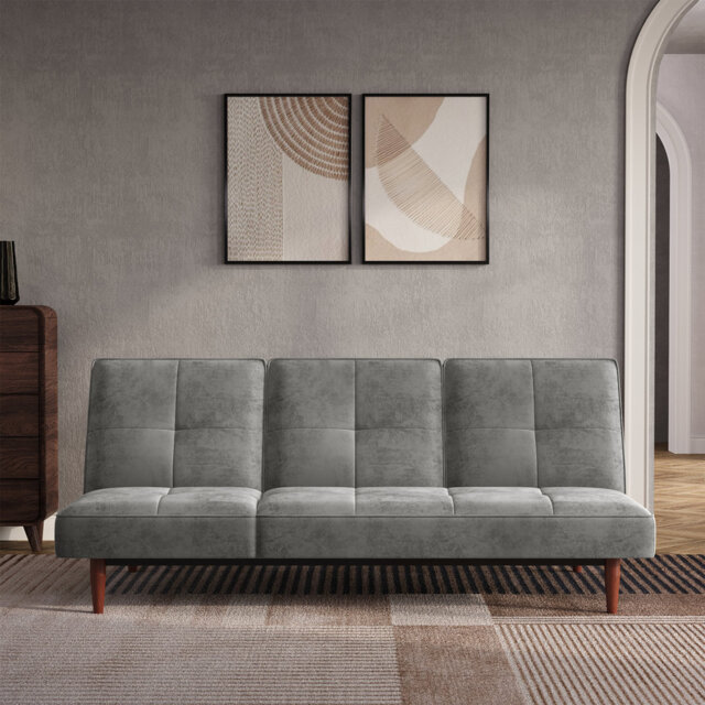 Bulkley 213Cm Velvet Armless Sofa Bed