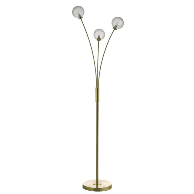 Avari 3 Light Floor Lamp Satin Brass Glass