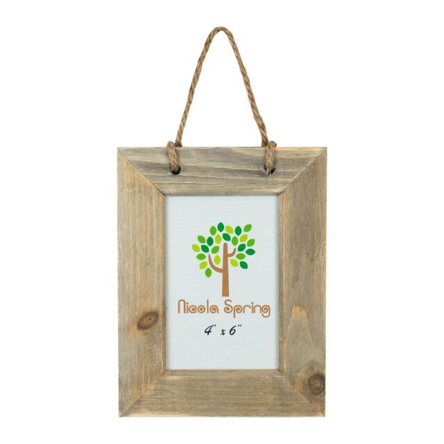 "Nicola Spring - Rustic Hearts Hanging Photo Frames - 6 x 4"" - Natural"