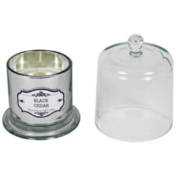 Black Cedar Scented Jar Candle with Glass Holder