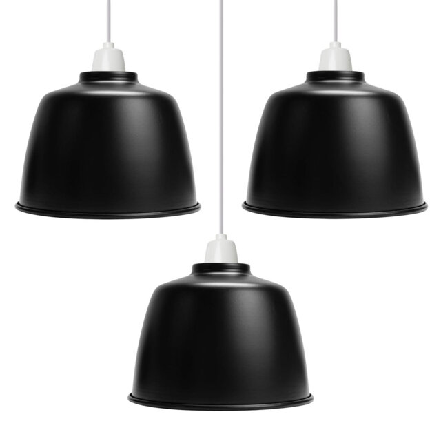 13.5cm H Metal Drum Lamp Shade ( Screw On ) in Black