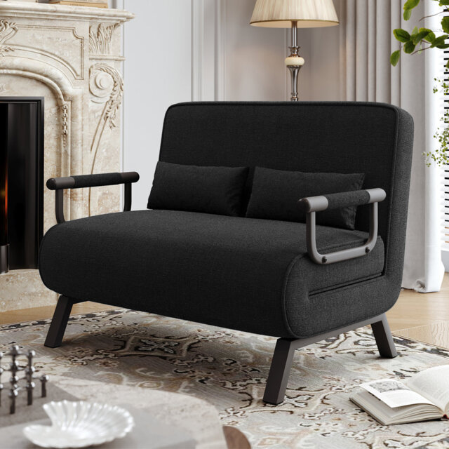 Set of 2 Convertible Folding Sofa Chairs, 4-in-1 Chenille Upholstered Chair with 4 Adjustable Positions, Transforms to Lounger/Floor Chair/Single Bed,
