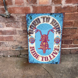 Born to Ride Motorbike Garage Metal Wall Décor