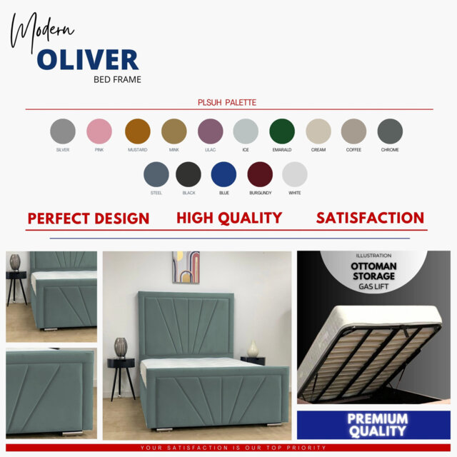 Micheal Upholstered Bed - Ottoman Storage with Plush Velvet Gas Lift and Headboard