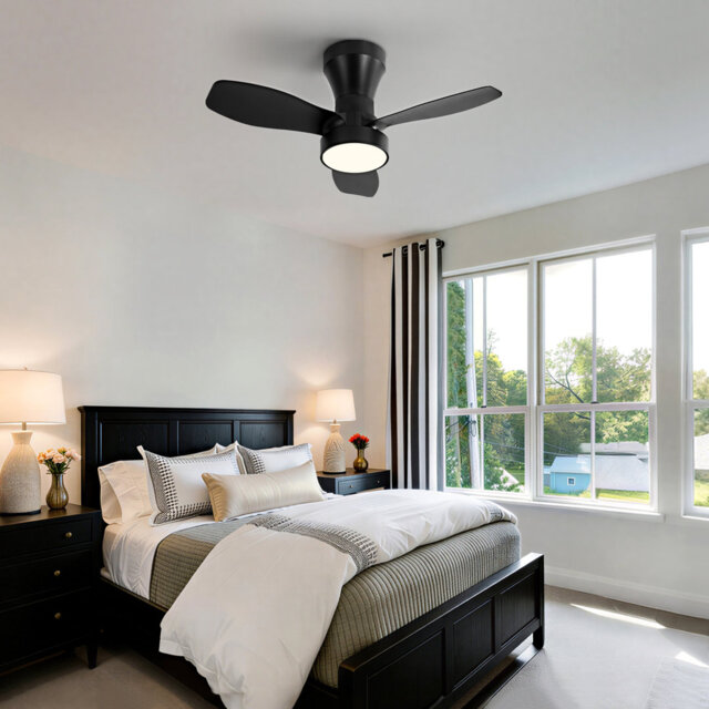 LED Ceiling Fan Light With Remote, Compact Fan
