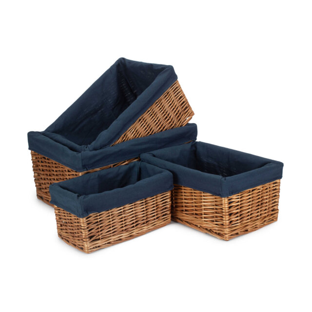 4 Piece Wicker Willow Storage Basket Set with Lining