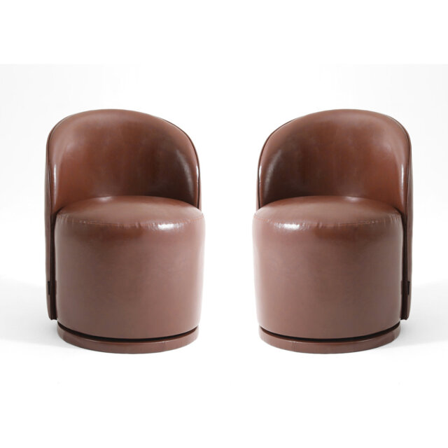 PU Leather Barrel Swivel Armless Dining Chair