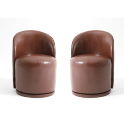 PU Leather Barrel Swivel Armless Dining Chair
