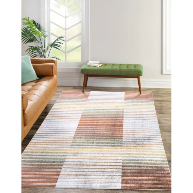 Angola Striped Brown Rug â Modern Living Room Carpet, Bedroom & Hallway Runner - Washable, Non-Shedding & Stain Resistant Area Rug