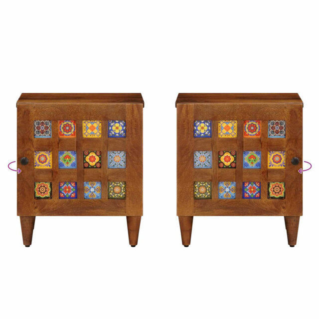 Bedside Cabinet Solid Mango Wood Wooden Table Nightstand Furniture Lamp