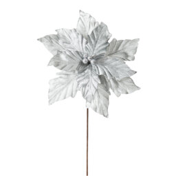Silver Artificial Poinsettia Flower â 28 cm Christmas Decoration