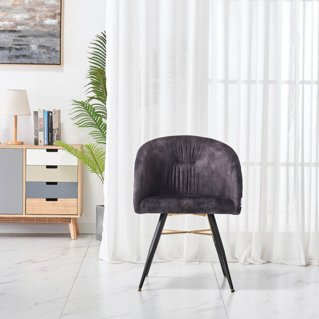 Goddard Mordern Tub Dining Chairs- Upholstered in Velvet, Cushion Padded With Metal Legs- Armchair Room Kitchen Living Room