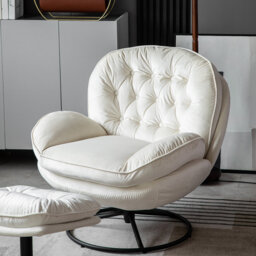 Baeddan Velvet Swivel Accent Chair with Footstool