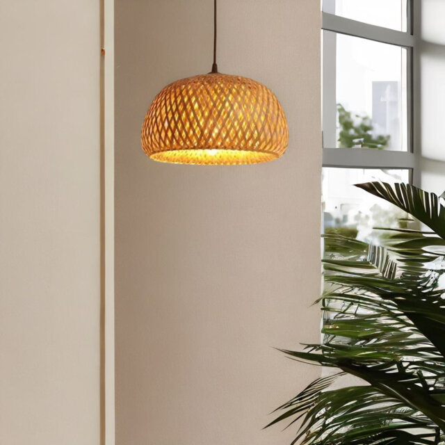 Bettylee 18cm H Rattan Round Lamp Shade Brown