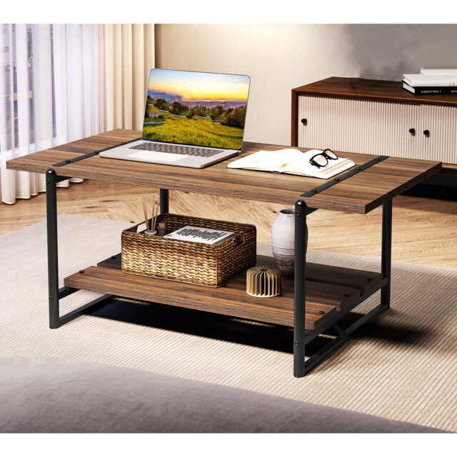 Farmhouse Modern Rustic Metal Rectangle Center Living Room Coffee Table