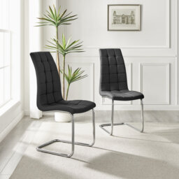 Lenworth Chrome and Glass Rectangular Dining Table Set with 6 Modern Faux Leather Chairs