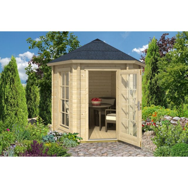 Lasita 9.5 x 8 Ft. Premium Pavilion Log Cabin With Double Glazing (44mm)