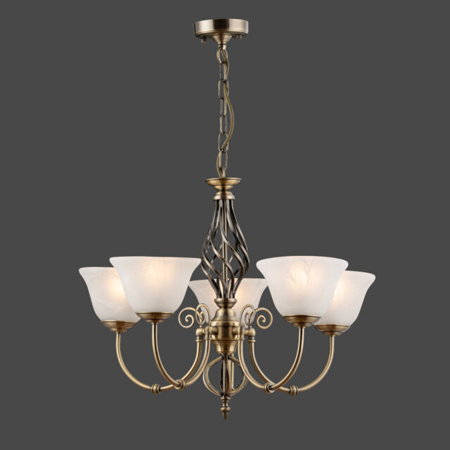Campbellsburg 5 - Light Twist Shaded Chandelier Alabaster Style Glass