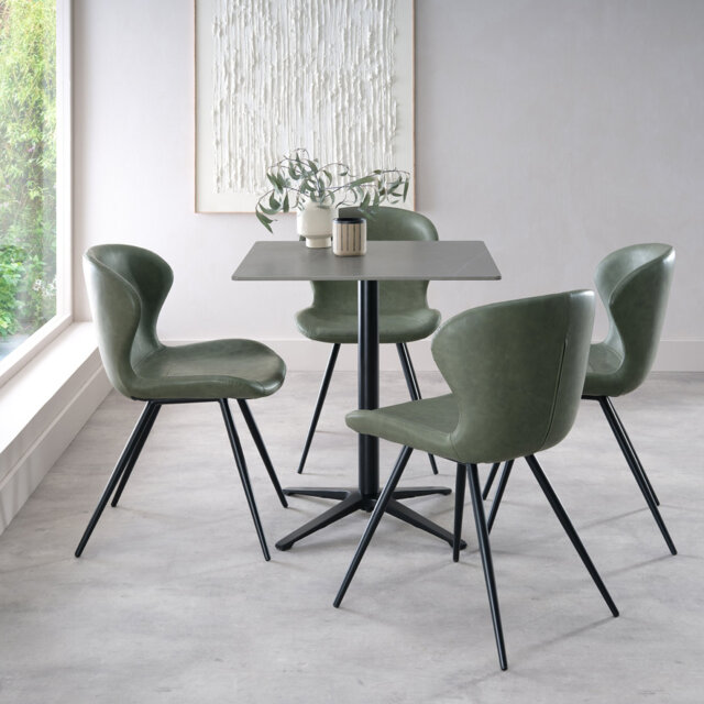 Aneli Ceramic Dining Table With Black Sand Powder Coated Base