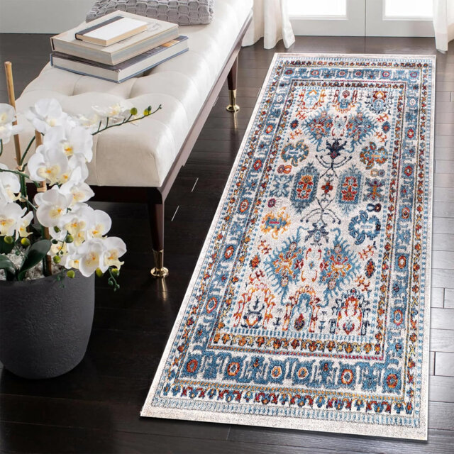 Soft Medium Pile Area Rugs Living Room Carpet Pad Oriental Vintage Rug Non Slip Entryway Rug 7650