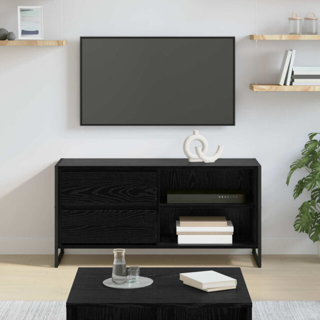 TV Cabinet Black Oak 100 X 36 X 49.5 Cm Engineered Wood