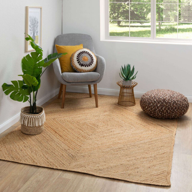 Allanna Geometric Shapes Jute / Sisal Braided Area Rug