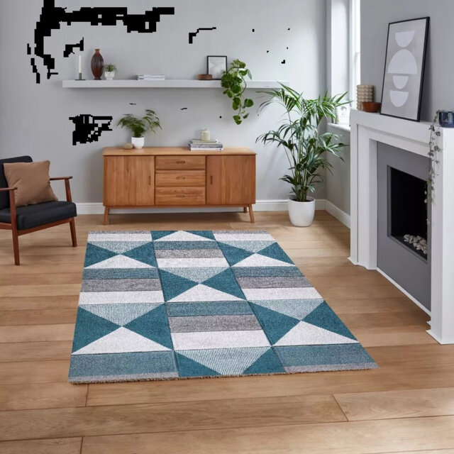 Modern Area Rug Geometric Style BLOCK Rugs For Living Room Bedroom Rug Soft Non Shedding Area Rug