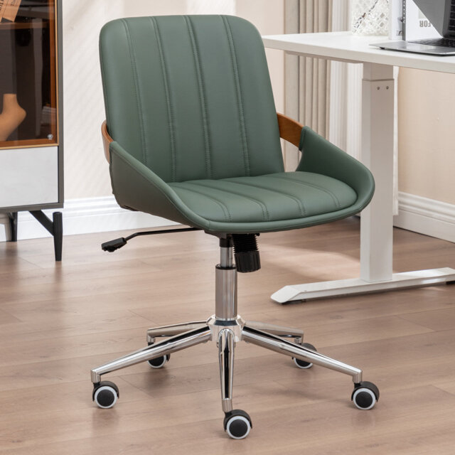 Home Office Chair - Upholstered Faux Leather Back Desk Chair, Ergonomic Executive Chair with Lumbar Support