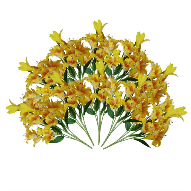 Artificial Lily Plants 60cm 12 x Bare Stem Flowers 144 Flowers Bouquet
