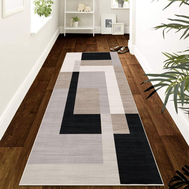 Aspire Homeware Neutral Geometric Area Rug Modern Indoor Carpet