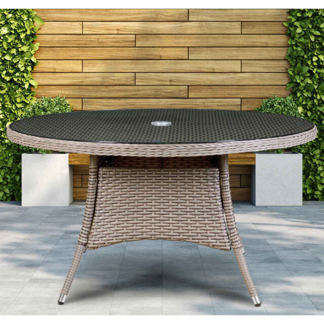 Damire Round Metal Outdoor Dining Table With Umbrella Hole , cm W cm D