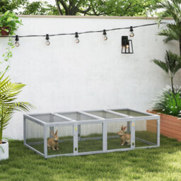 Rabbit Run with Wire Mesh 181 x 100 x 48 cm Grey