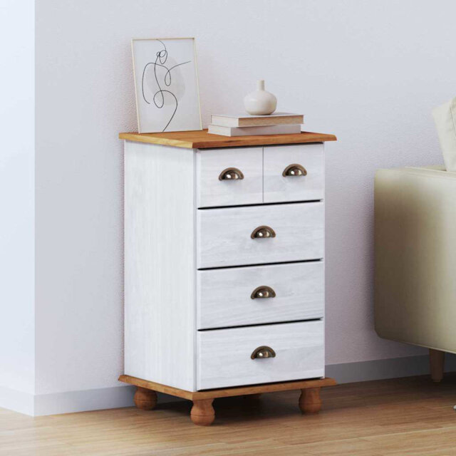 Chest Of Drawer Brown 45.8 X 40 X 79 Cm Solid Pine Wood