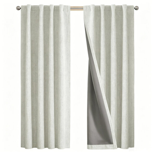 Light Beige Blackout Thermal Curtains - 100% Light Blocking, Dual Hanging 139x243 cm