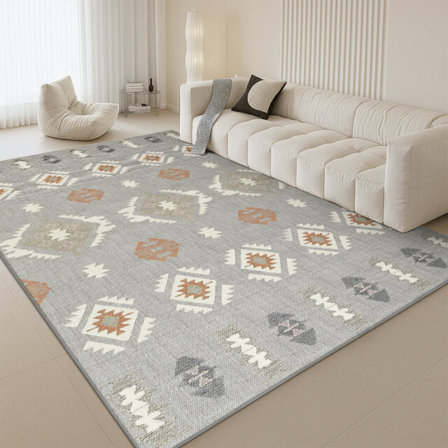 Aspire Homeware Grey Geometric Area Rug Modern Indoor Flatweave Carpet