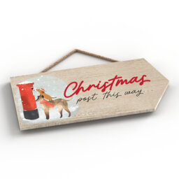 Christmas Post This Way Santa Paws Wooden Plaque Vivid Squid Wholesale Wall Decor