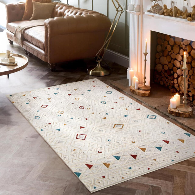 Soft Area Rug for Bedroom Floor Mats Medium Pile Entryway Rugs Textured Polypropylene Carpet TR006