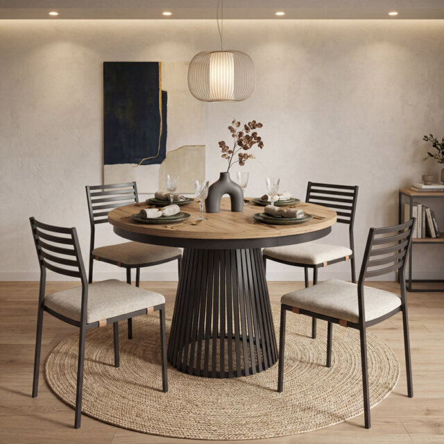 Extendable Metal Base Dining Table