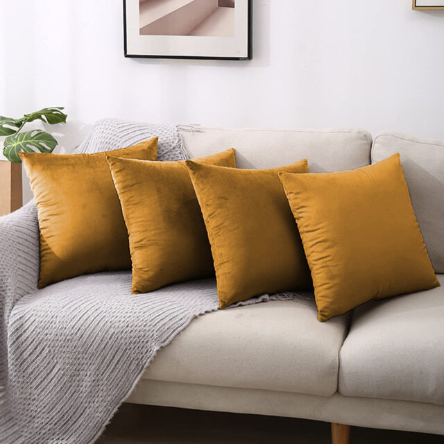 Square Luxury Velvet Throw Cushion Covers for sofa, couch set of 4